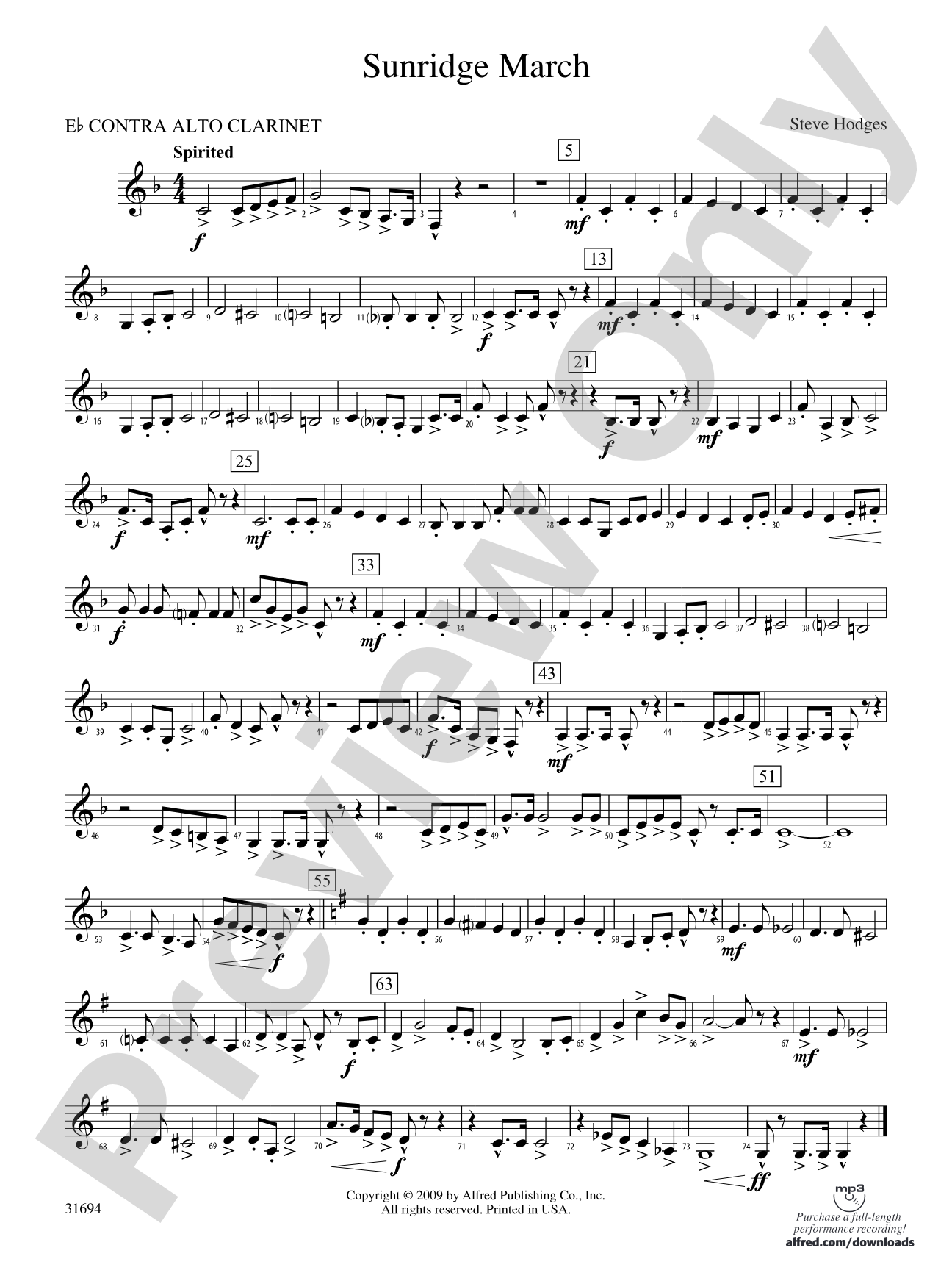 Sunridge March: (wp) E-flat Contrabass Clarinet