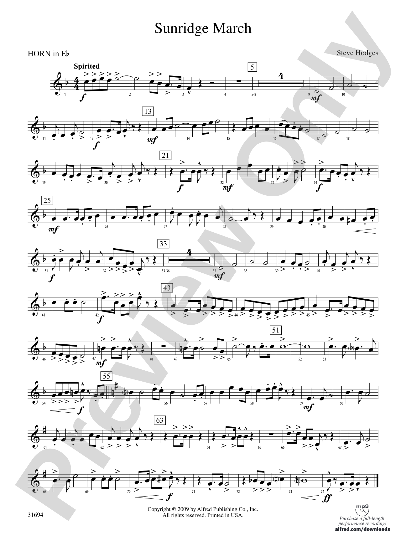 Sunridge March: (wp) 1st Horn in E-flat
