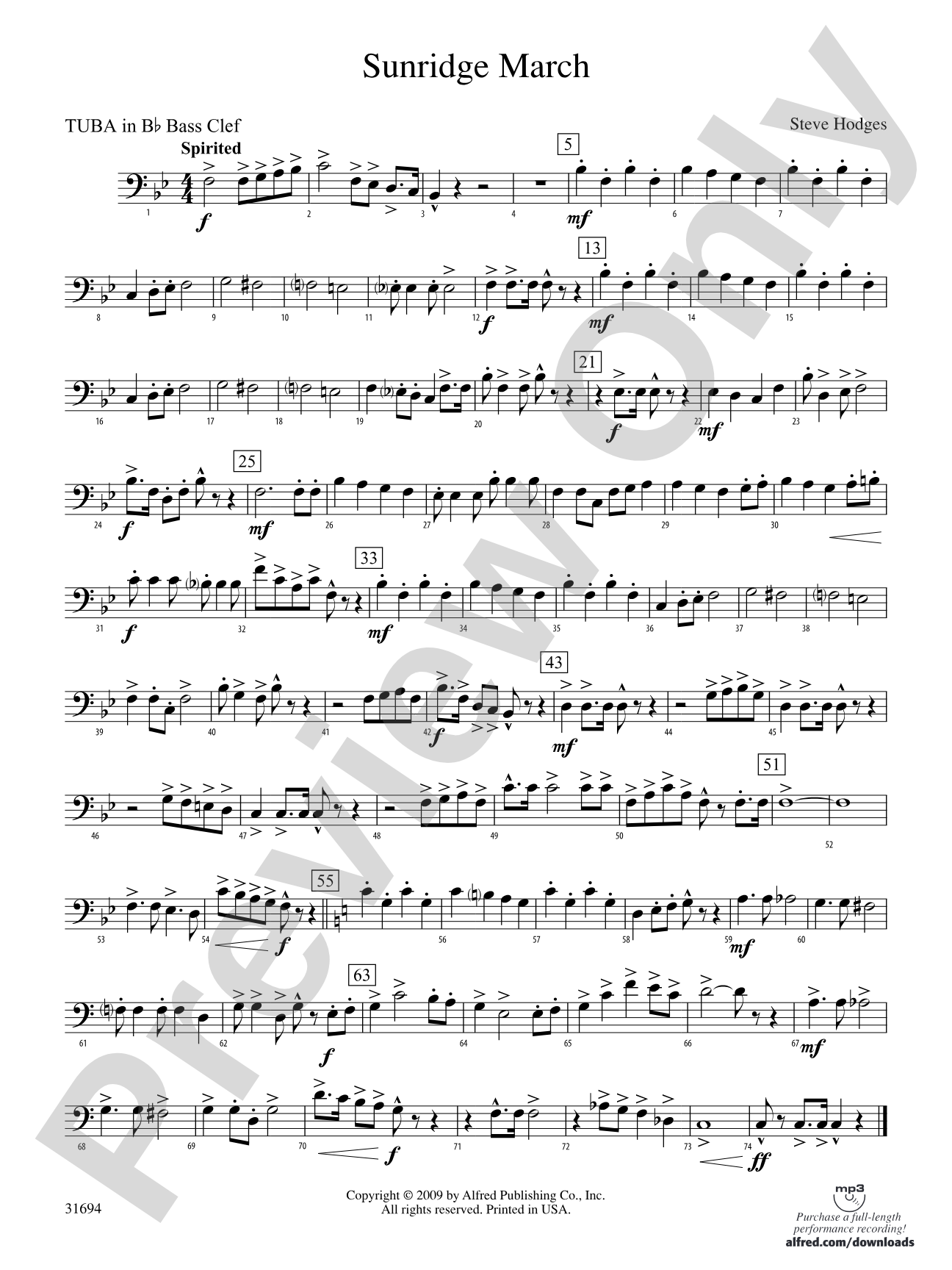 Sunridge March: (wp) B-flat Tuba B.C.