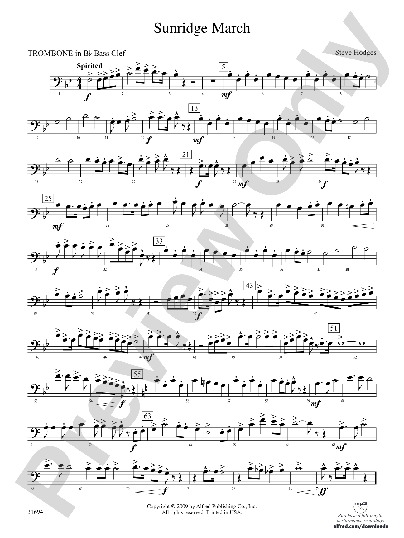 Sunridge March: (wp) 1st B-flat Trombone B.C.