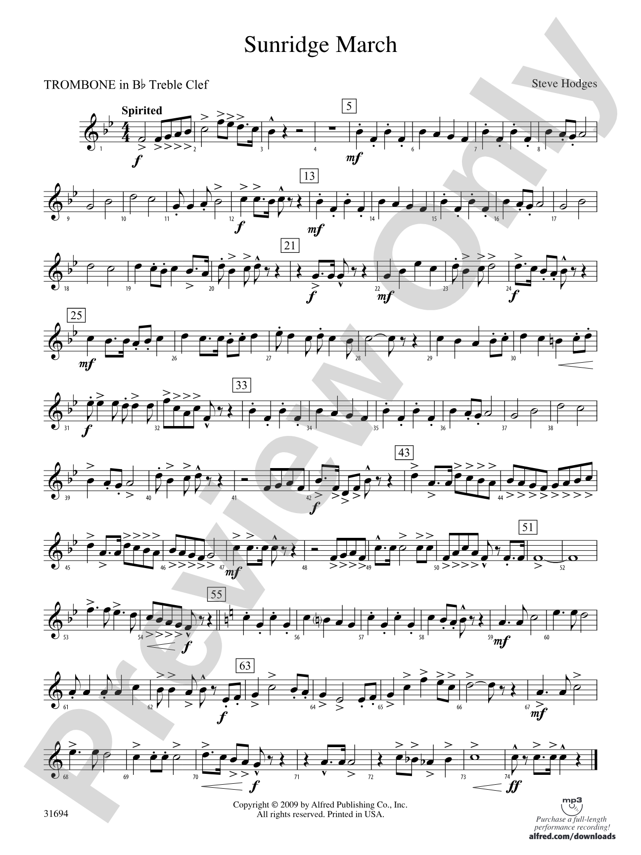 Sunridge March: (wp) 1st B-flat Trombone T.C.