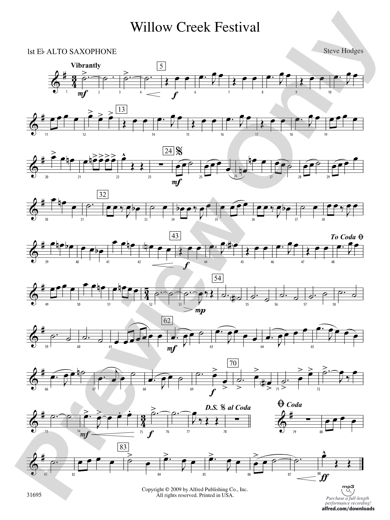 Willow Creek Festival: E-flat Alto Saxophone