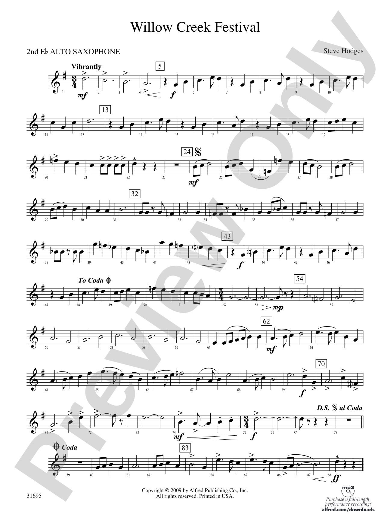Willow Creek Festival: 2nd E-flat Alto Saxophone