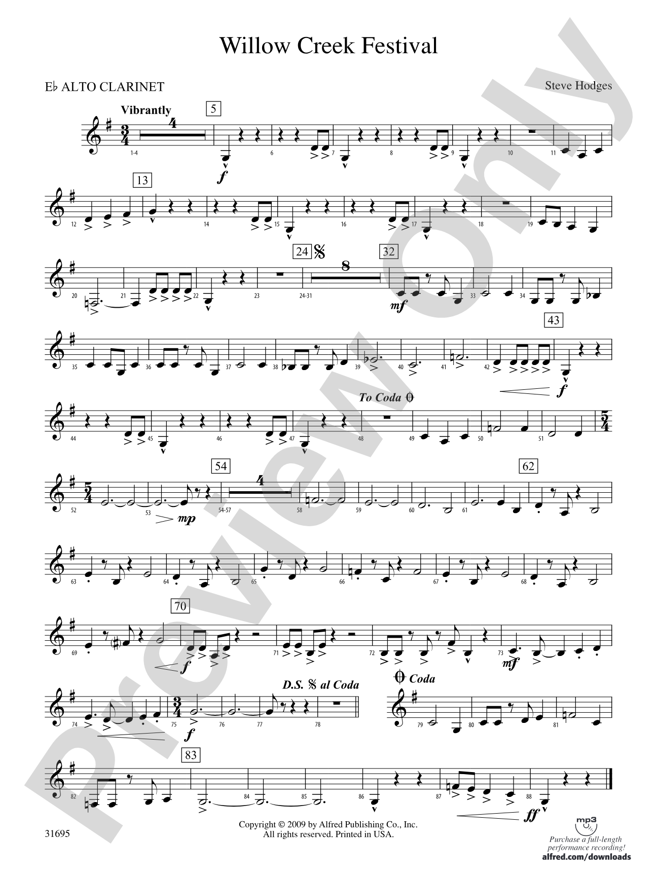 Willow Creek Festival: (wp) E-flat Alto Clarinet