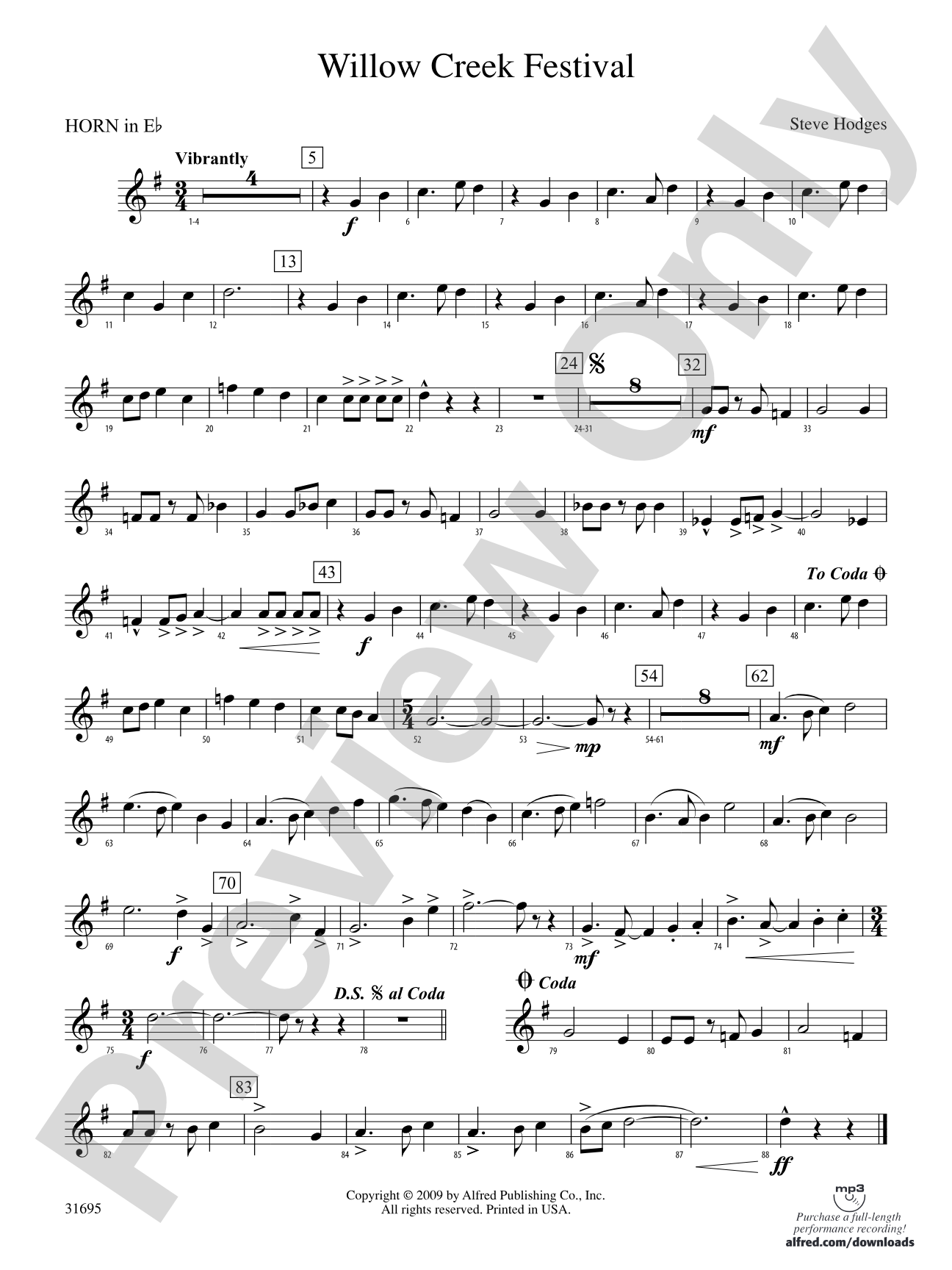 Willow Creek Festival: (wp) 1st Horn in E-flat