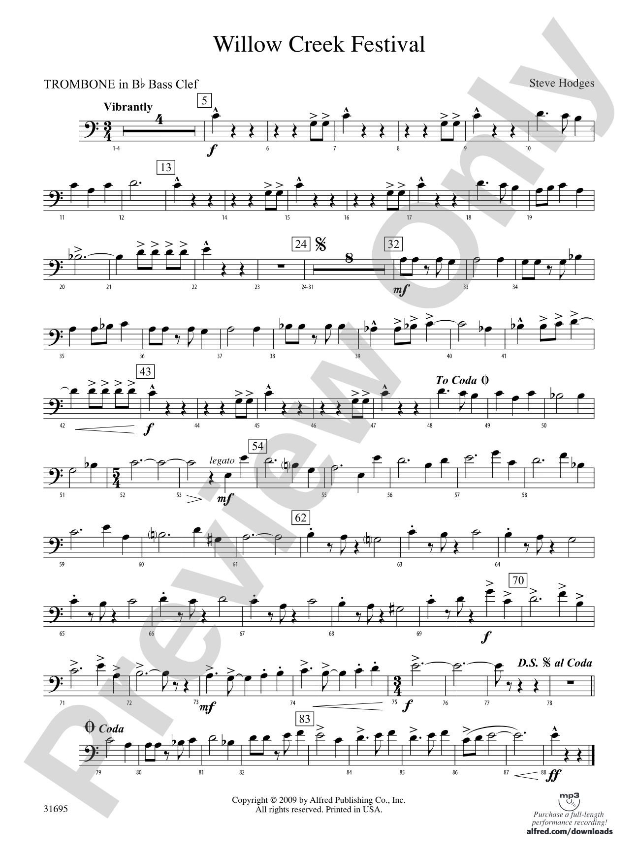 Willow Creek Festival: (wp) 1st B-flat Trombone B.C.