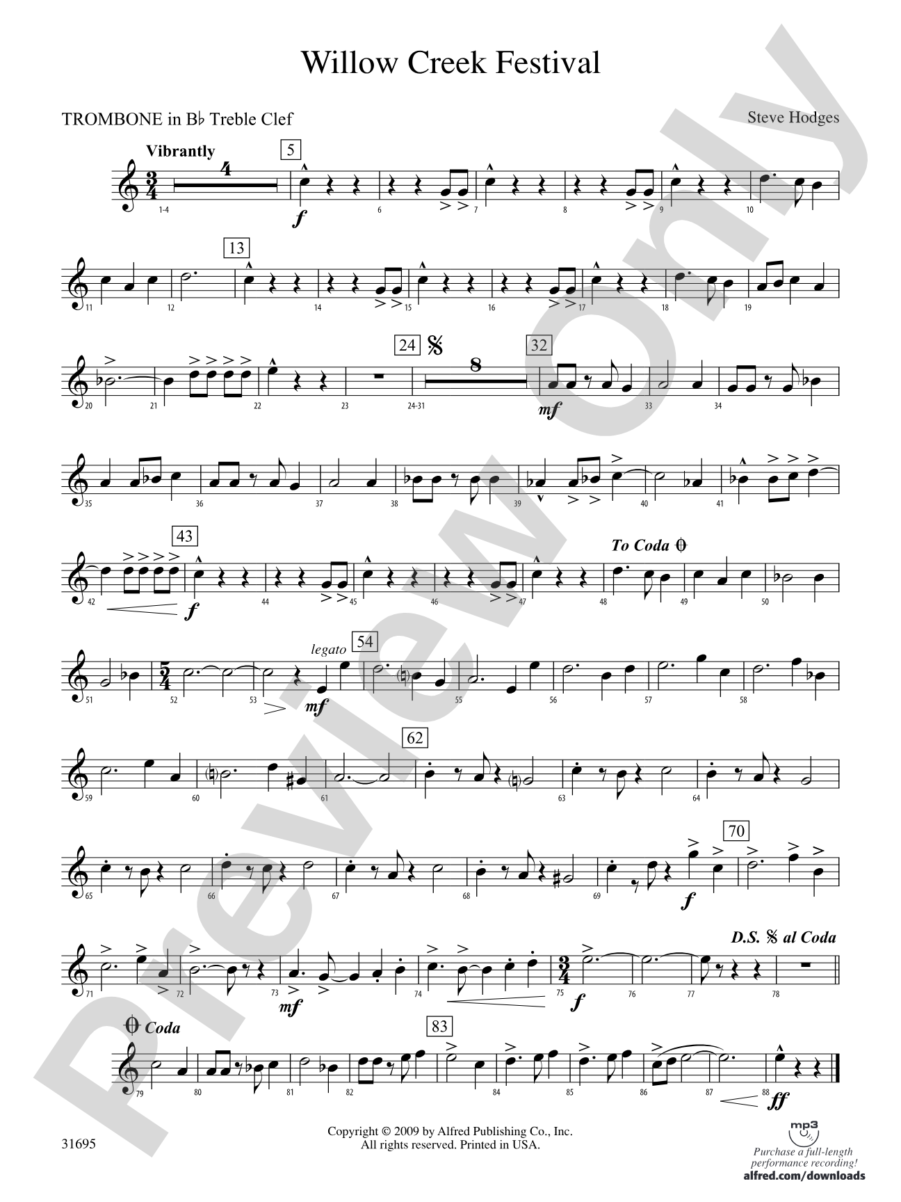 Willow Creek Festival: (wp) 1st B-flat Trombone T.C.