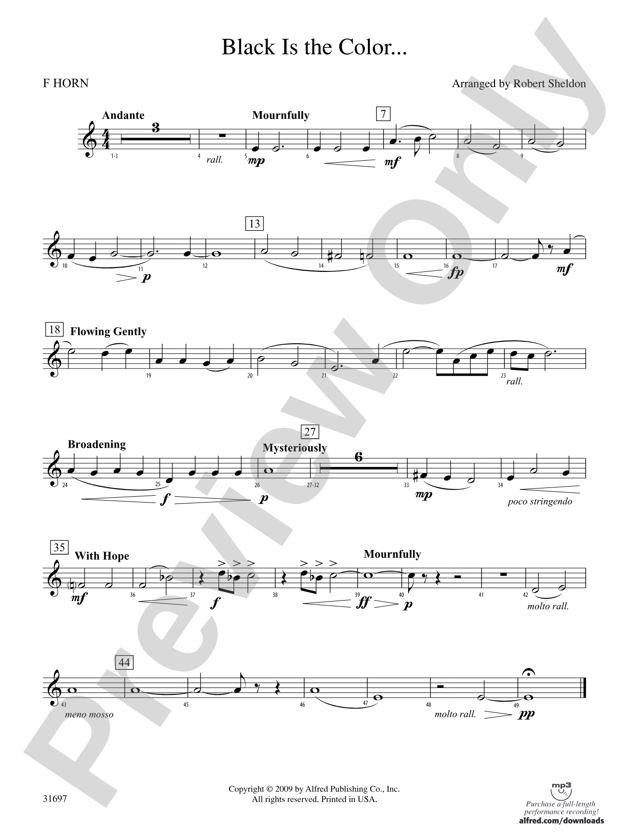 Black Is the Color...: 1st F Horn