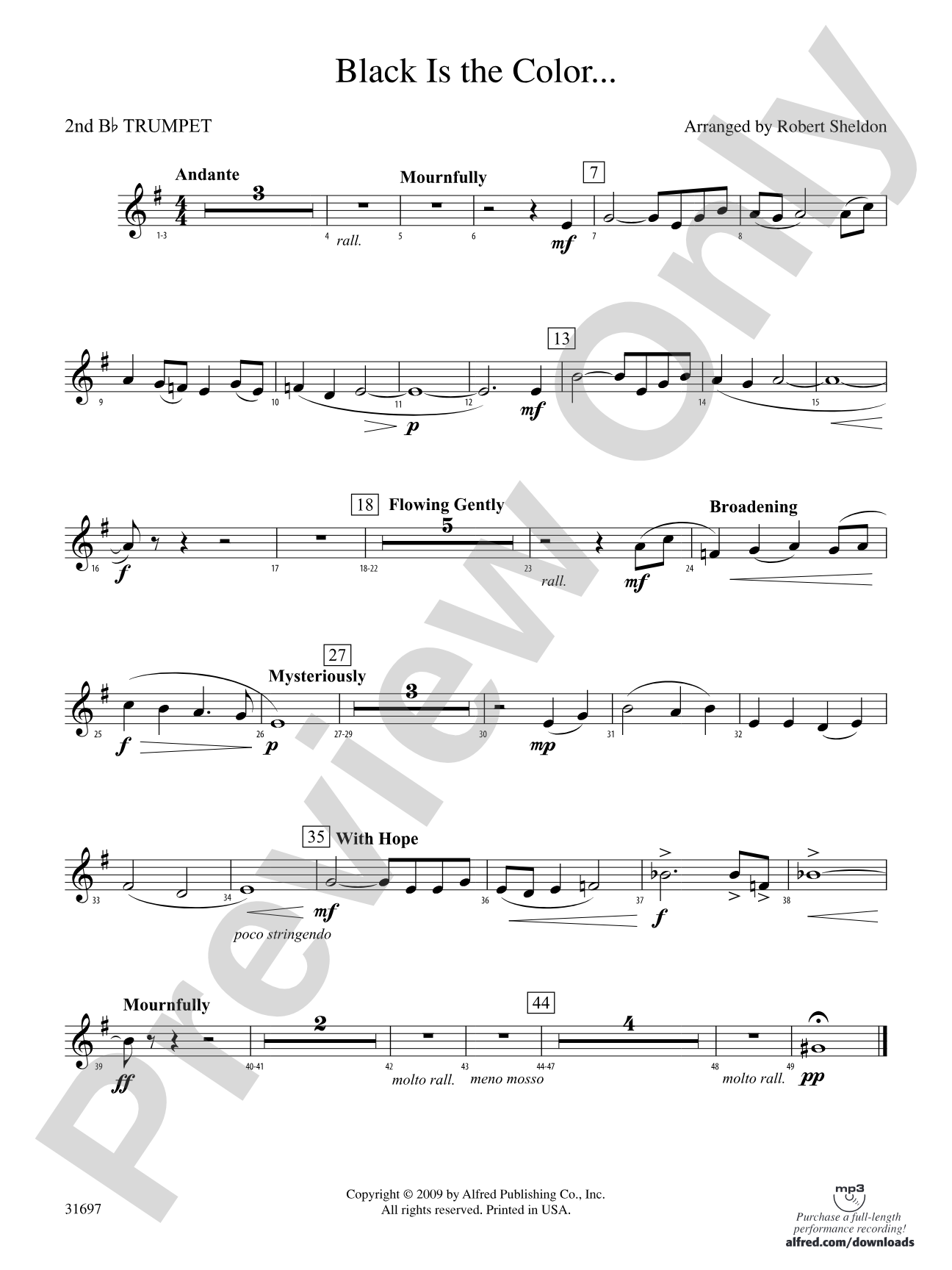 Black Is the Color...: 2nd B-flat Trumpet