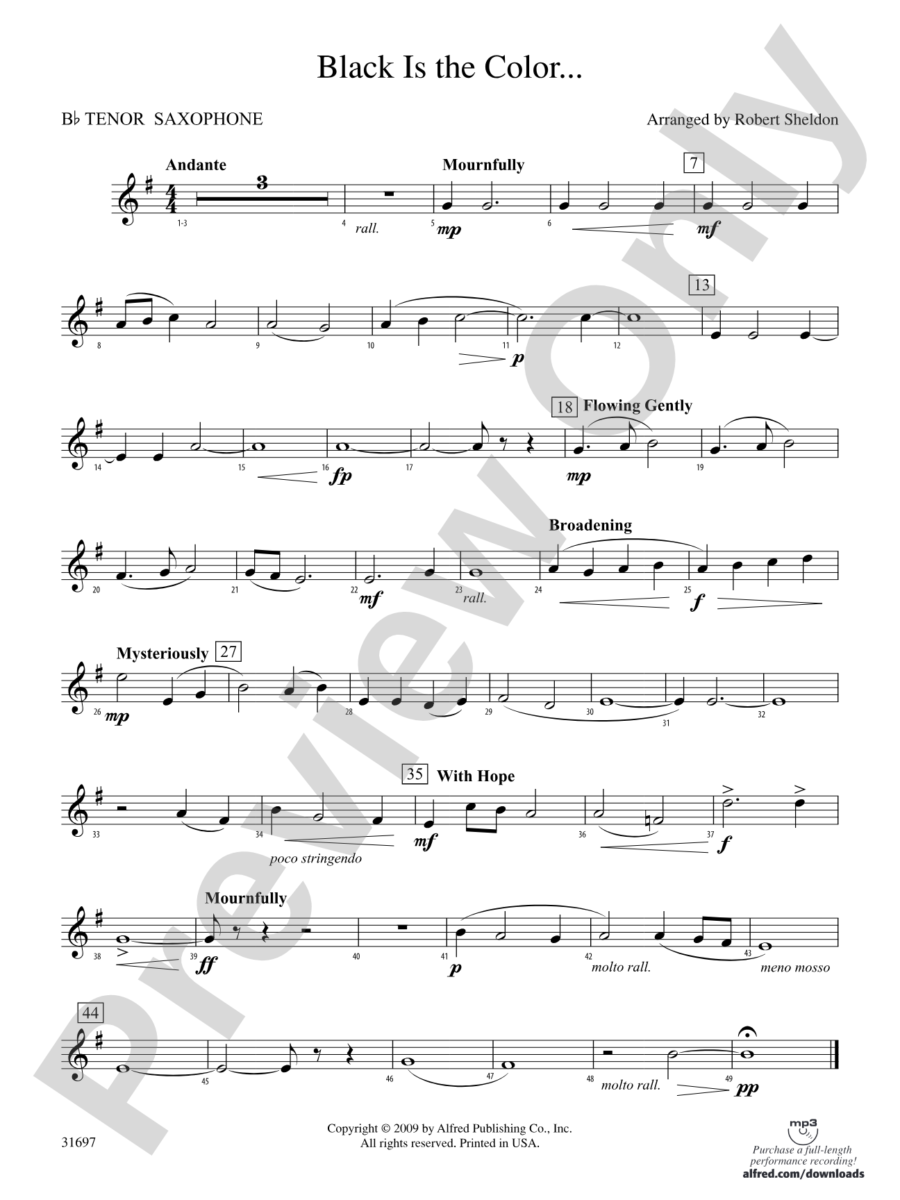 Black Is the Color...: B-flat Tenor Saxophone
