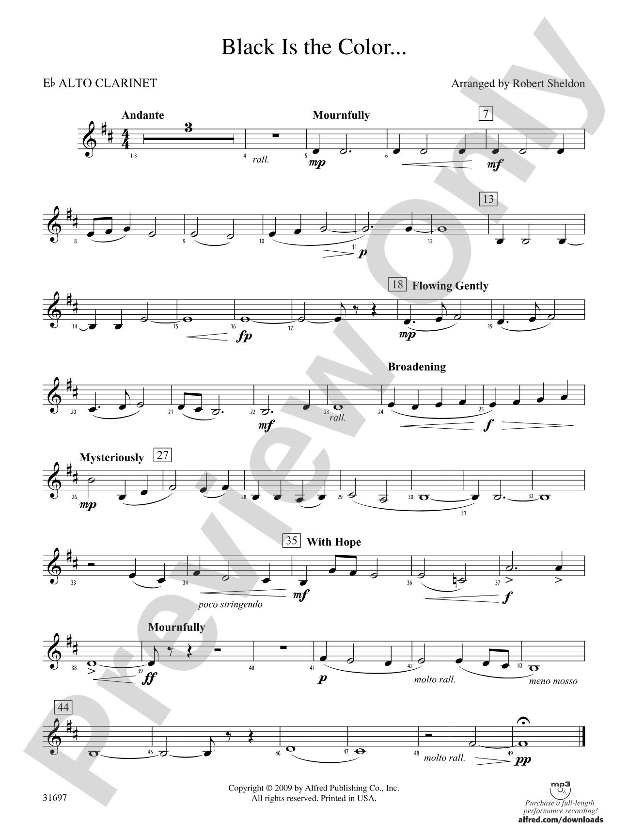 Black Is the Color...: (wp) E-flat Alto Clarinet