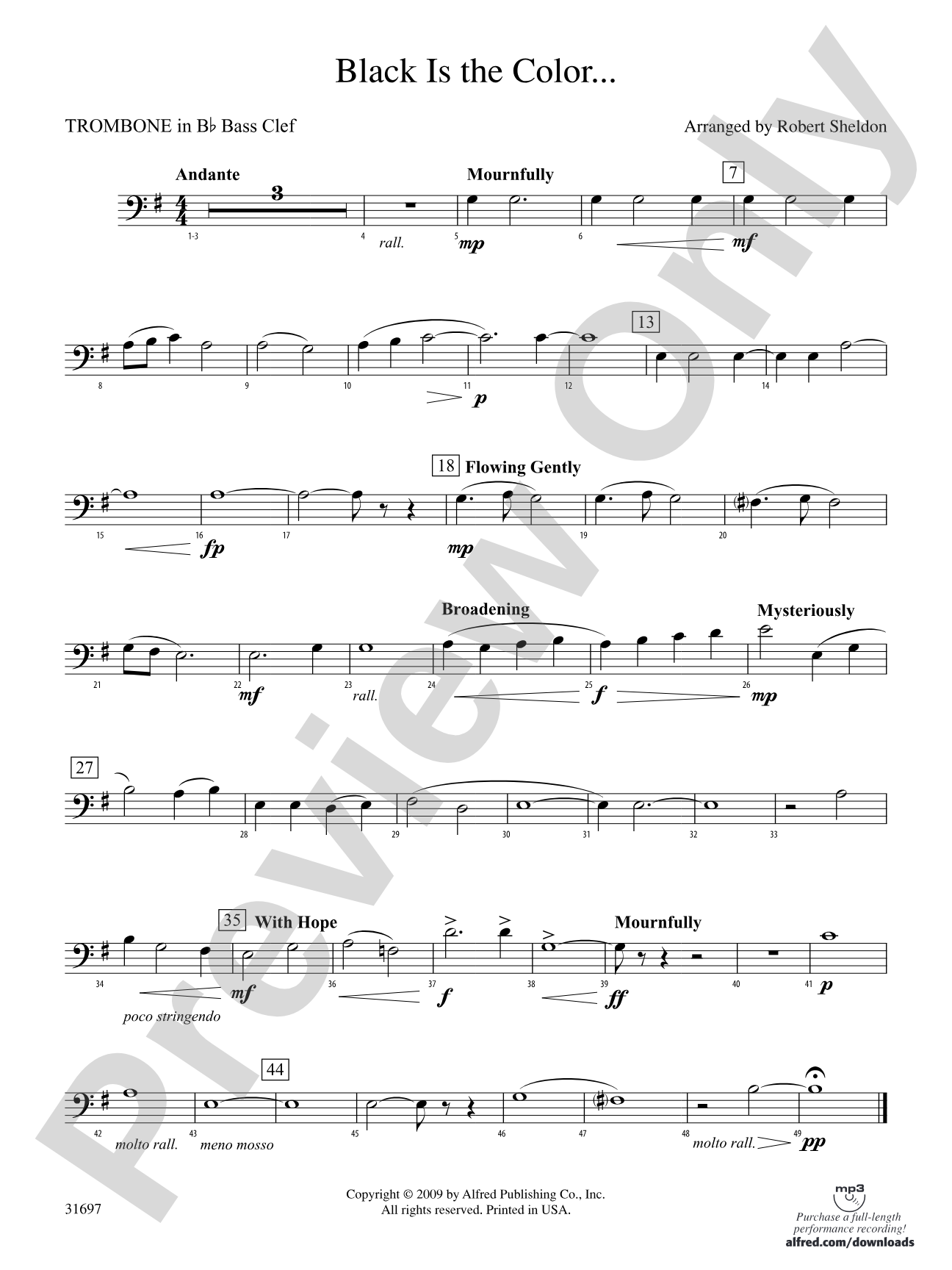 Black Is the Color...: (wp) 1st B-flat Trombone B.C.