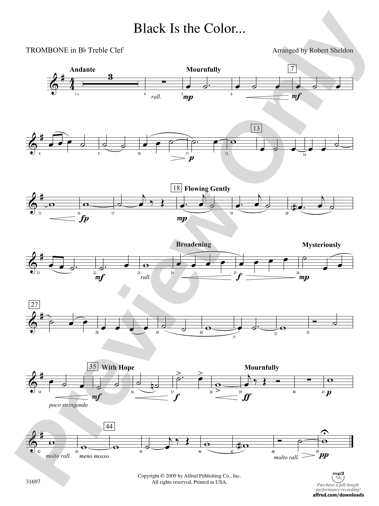 Black Is the Color...: (wp) 1st B-flat Trombone T.C.
