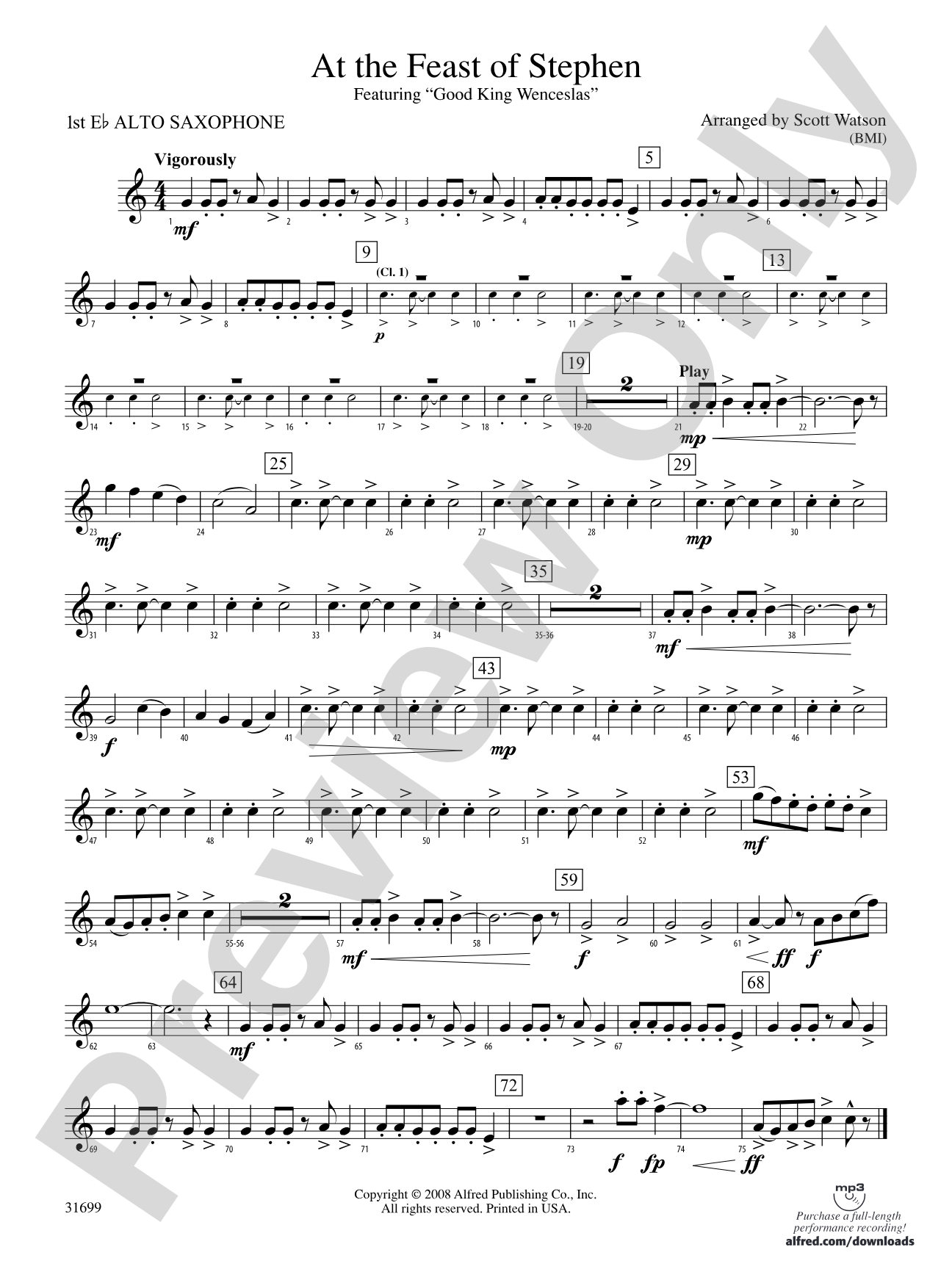 At the Feast of Stephen: E-flat Alto Saxophone