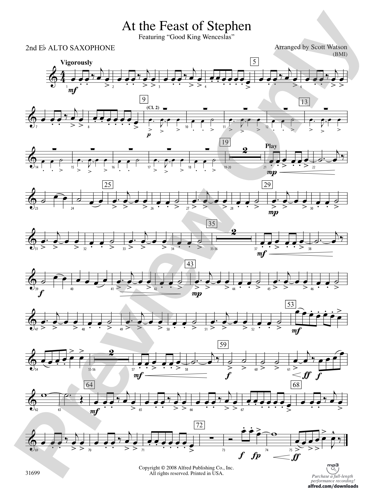 At the Feast of Stephen: 2nd E-flat Alto Saxophone