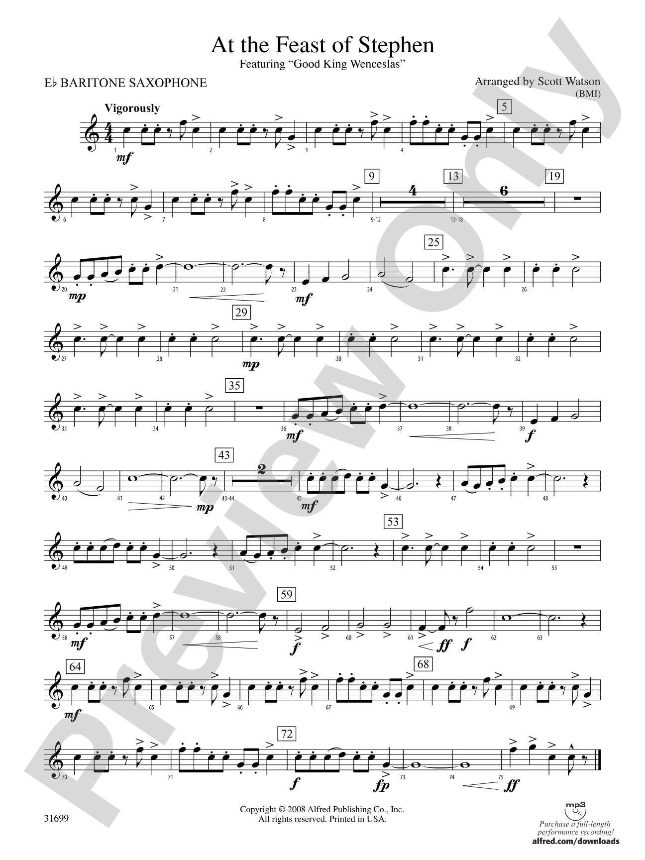 At the Feast of Stephen: E-flat Baritone Saxophone
