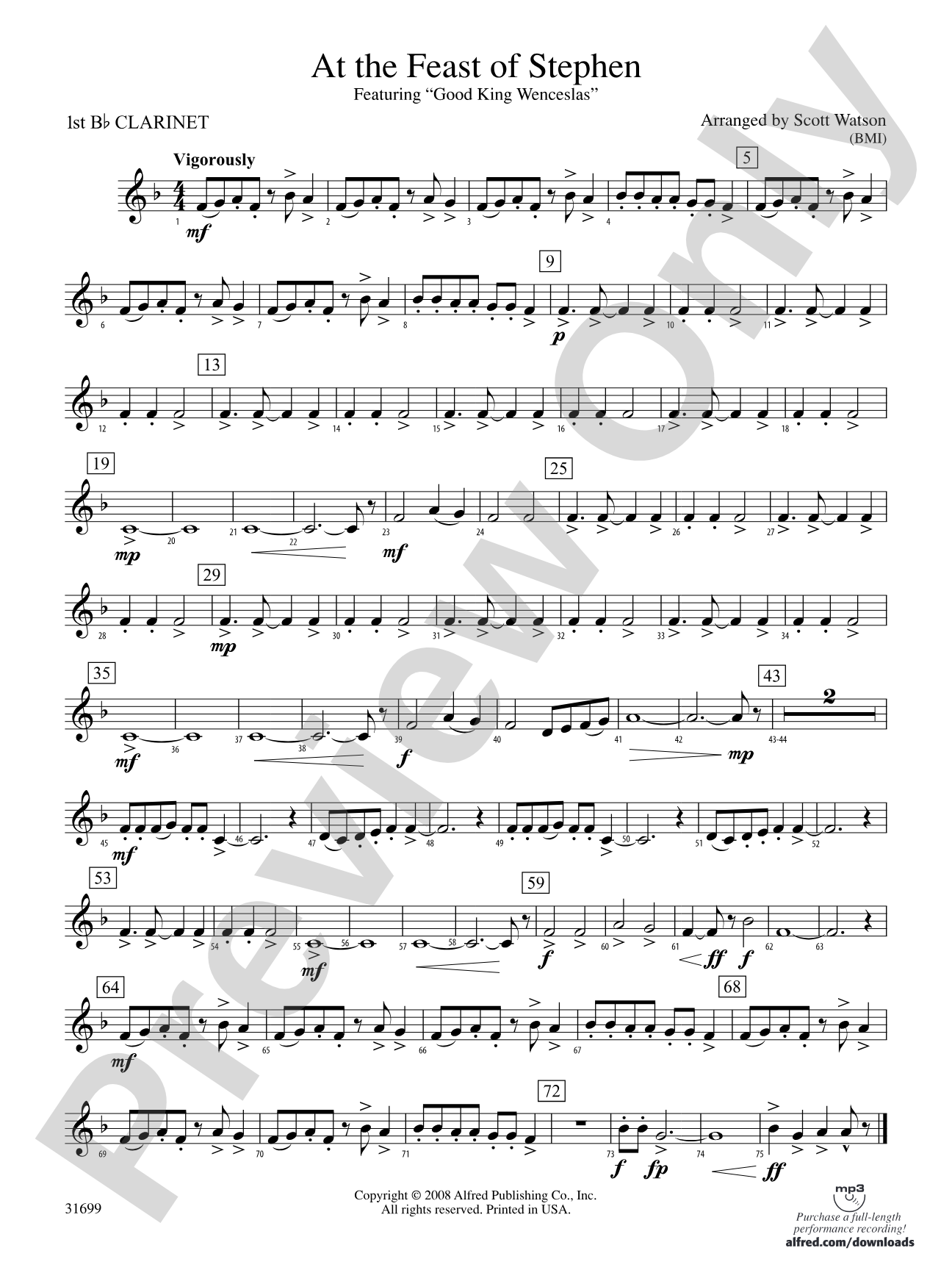 At the Feast of Stephen: 1st B-flat Clarinet