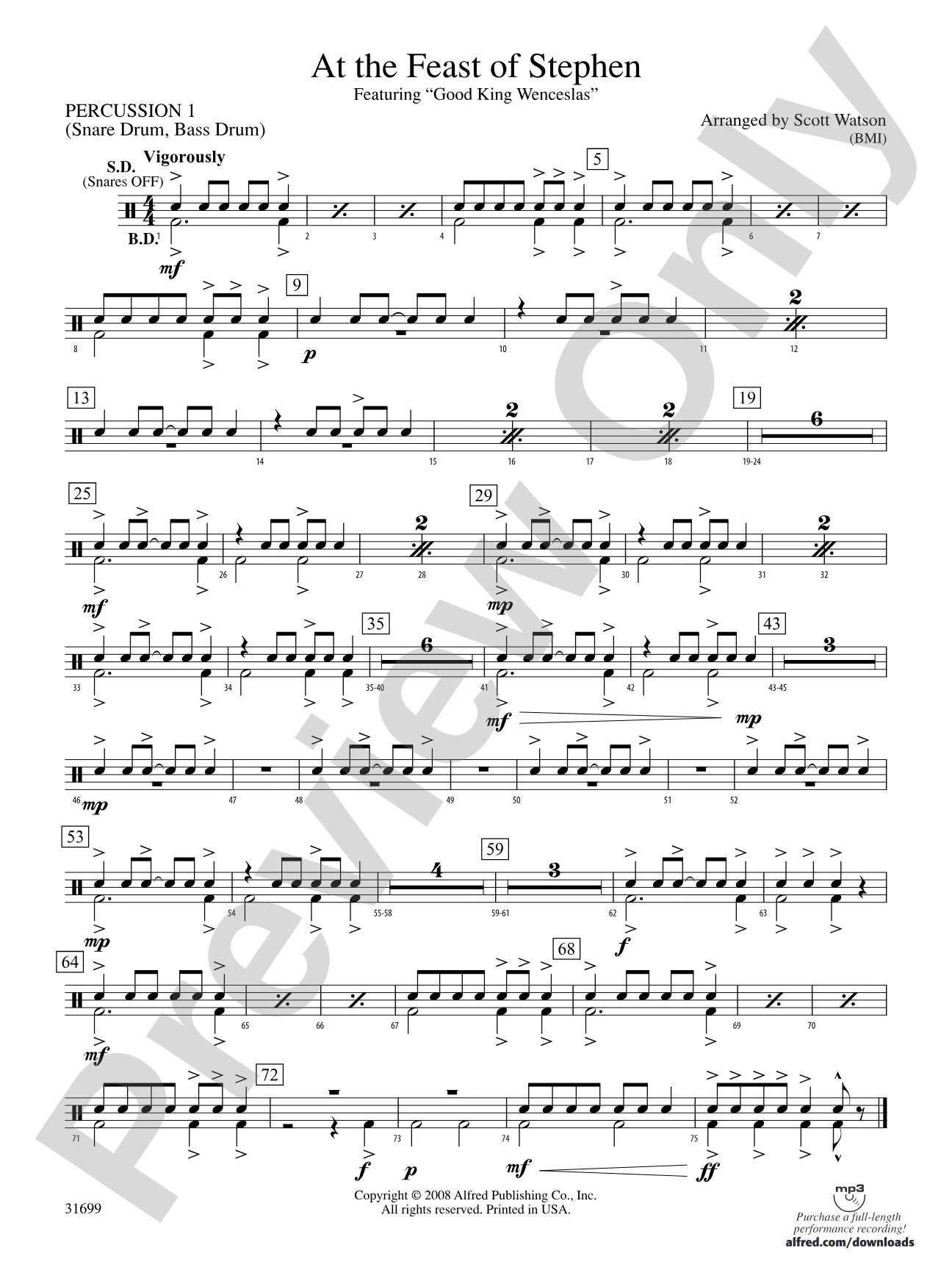 At the Feast of Stephen: 1st Percussion