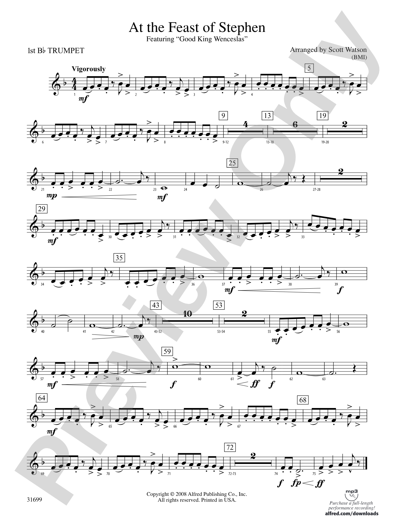 At the Feast of Stephen: 1st B-flat Trumpet