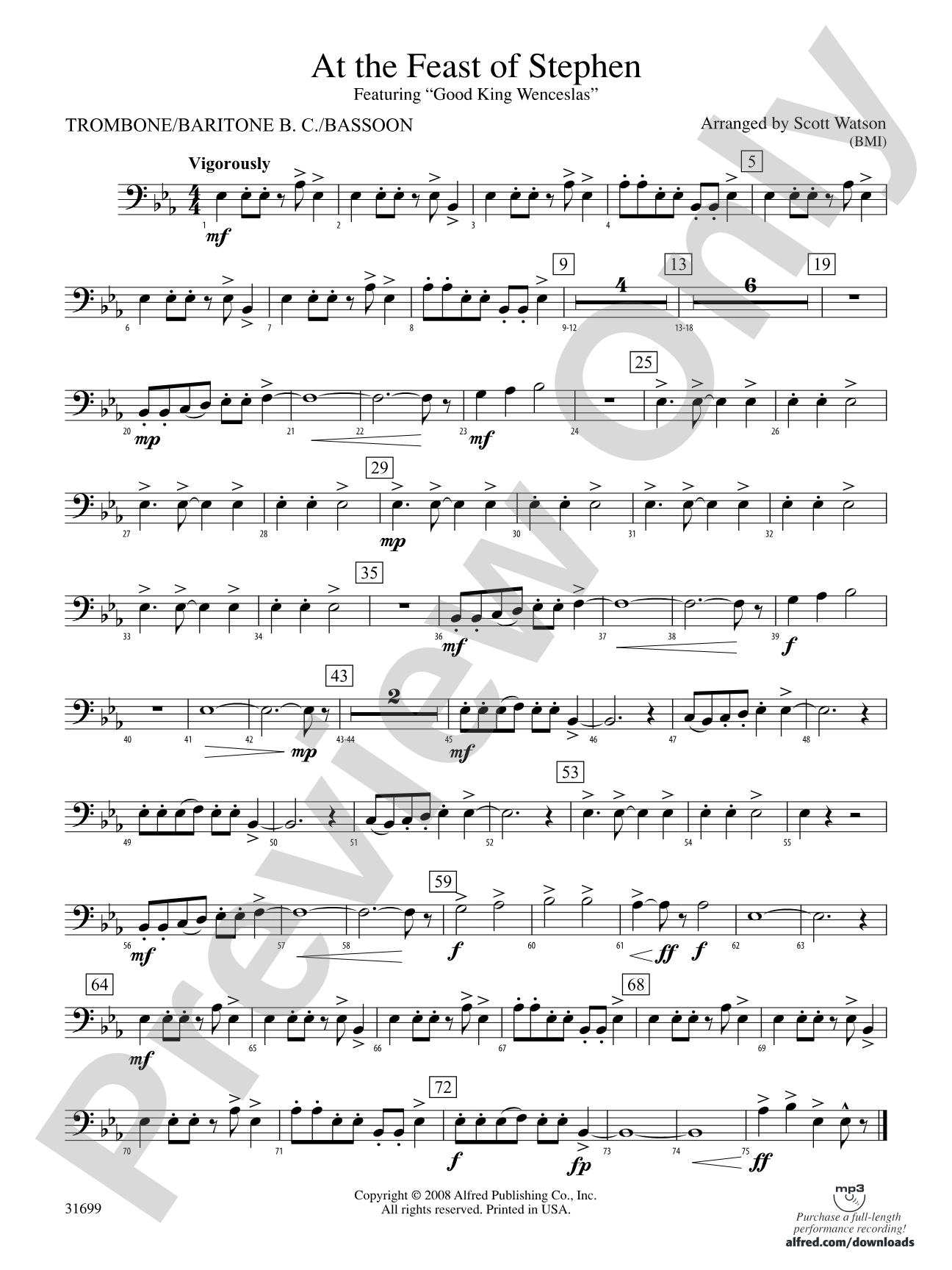 At the Feast of Stephen: 1st Trombone