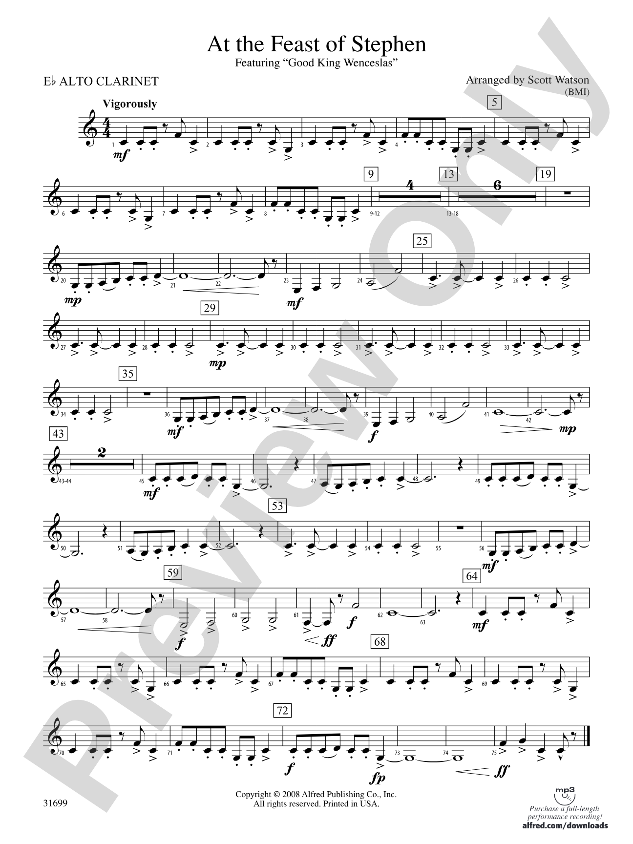 At the Feast of Stephen: (wp) E-flat Alto Clarinet