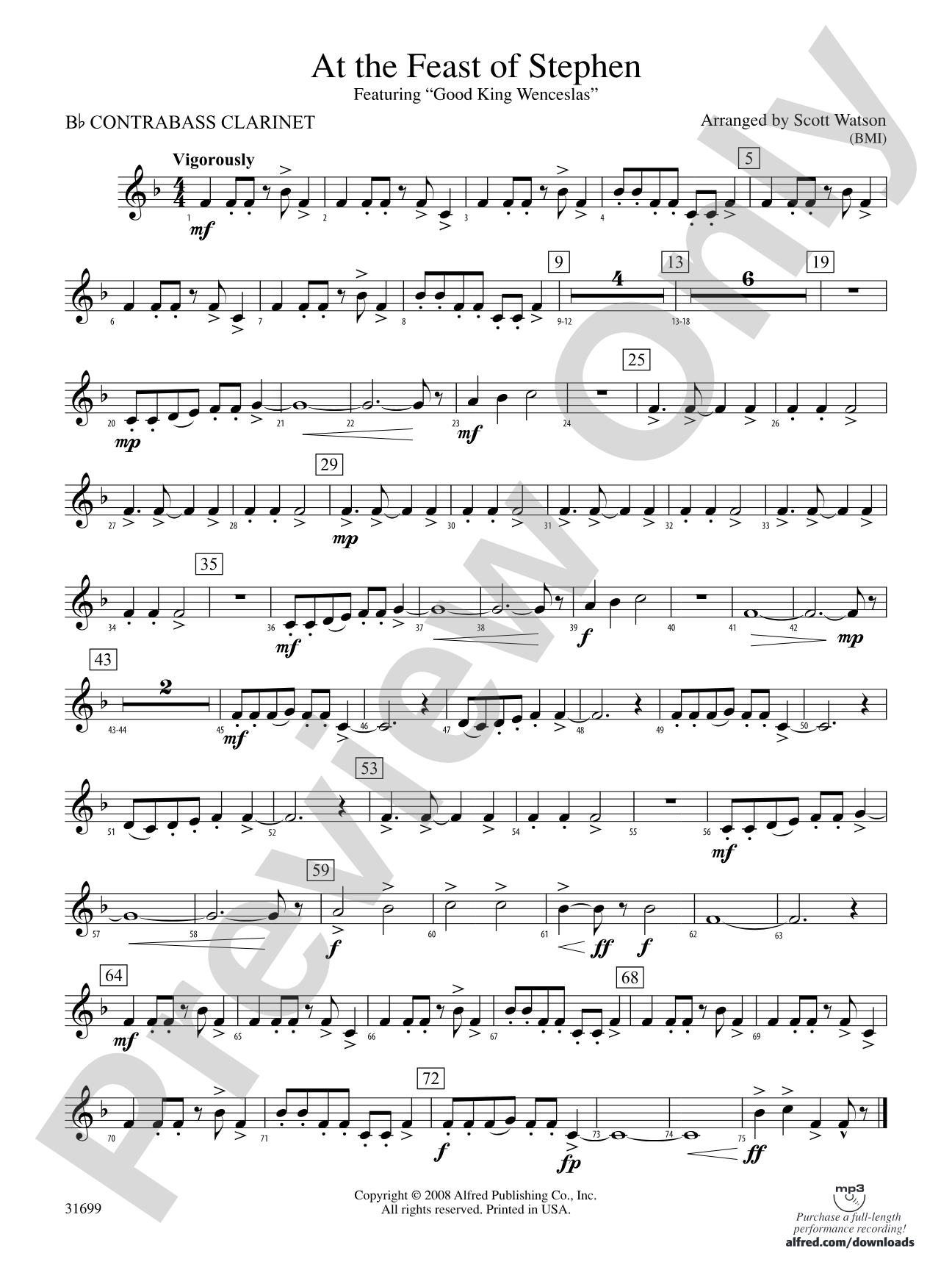 At the Feast of Stephen: (wp) B-flat Contrabass Clarinet