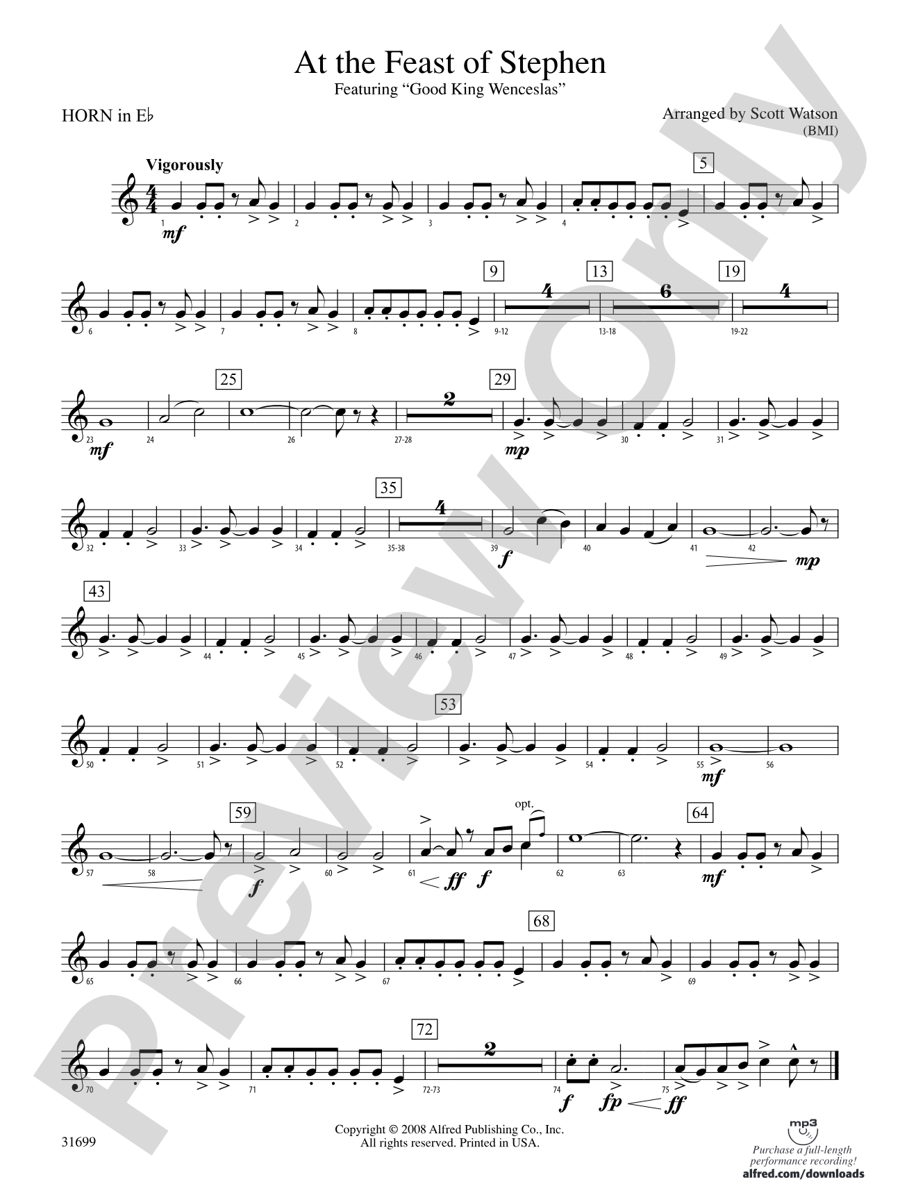 At the Feast of Stephen: (wp) 1st Horn in E-flat