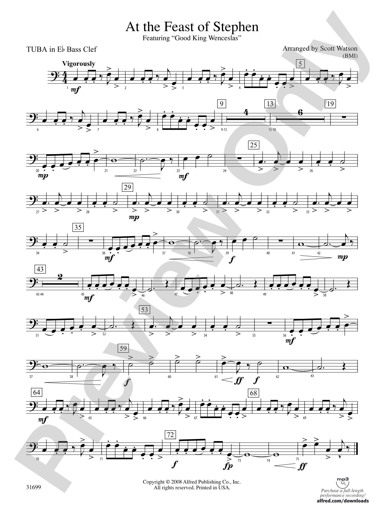 At the Feast of Stephen: (wp) E-flat Tuba B.C.