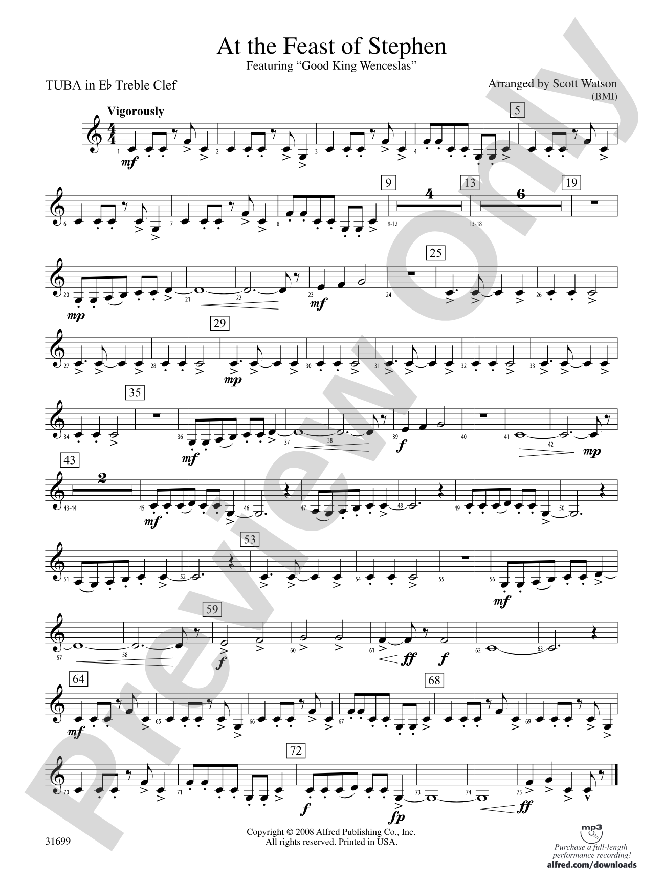 At the Feast of Stephen: (wp) E-flat Tuba T.C.