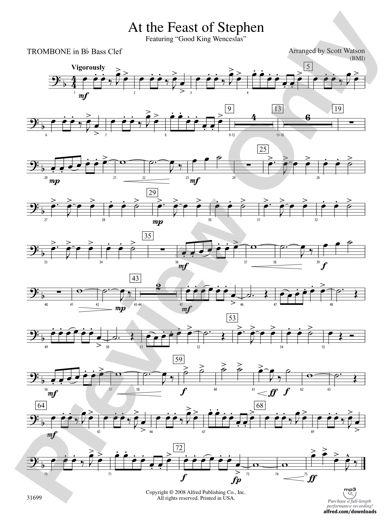 At the Feast of Stephen: (wp) 1st B-flat Trombone B.C.