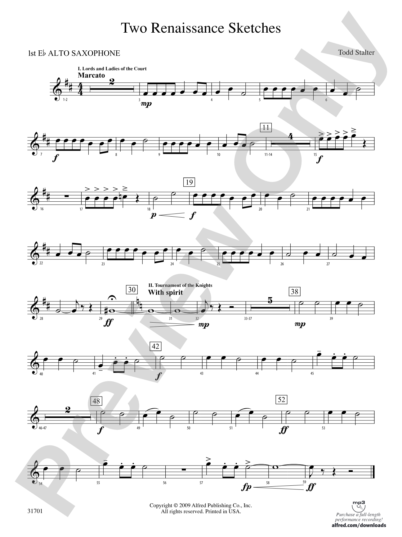 Two Renaissance Sketches: E-flat Alto Saxophone