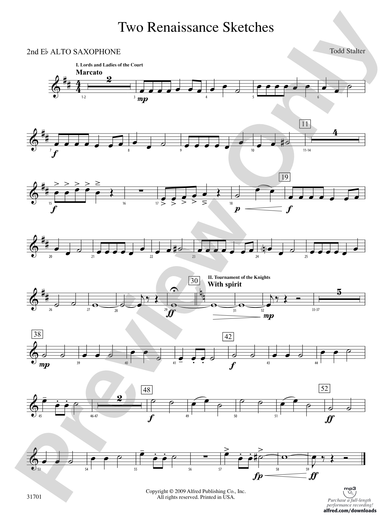 Two Renaissance Sketches: 2nd E-flat Alto Saxophone