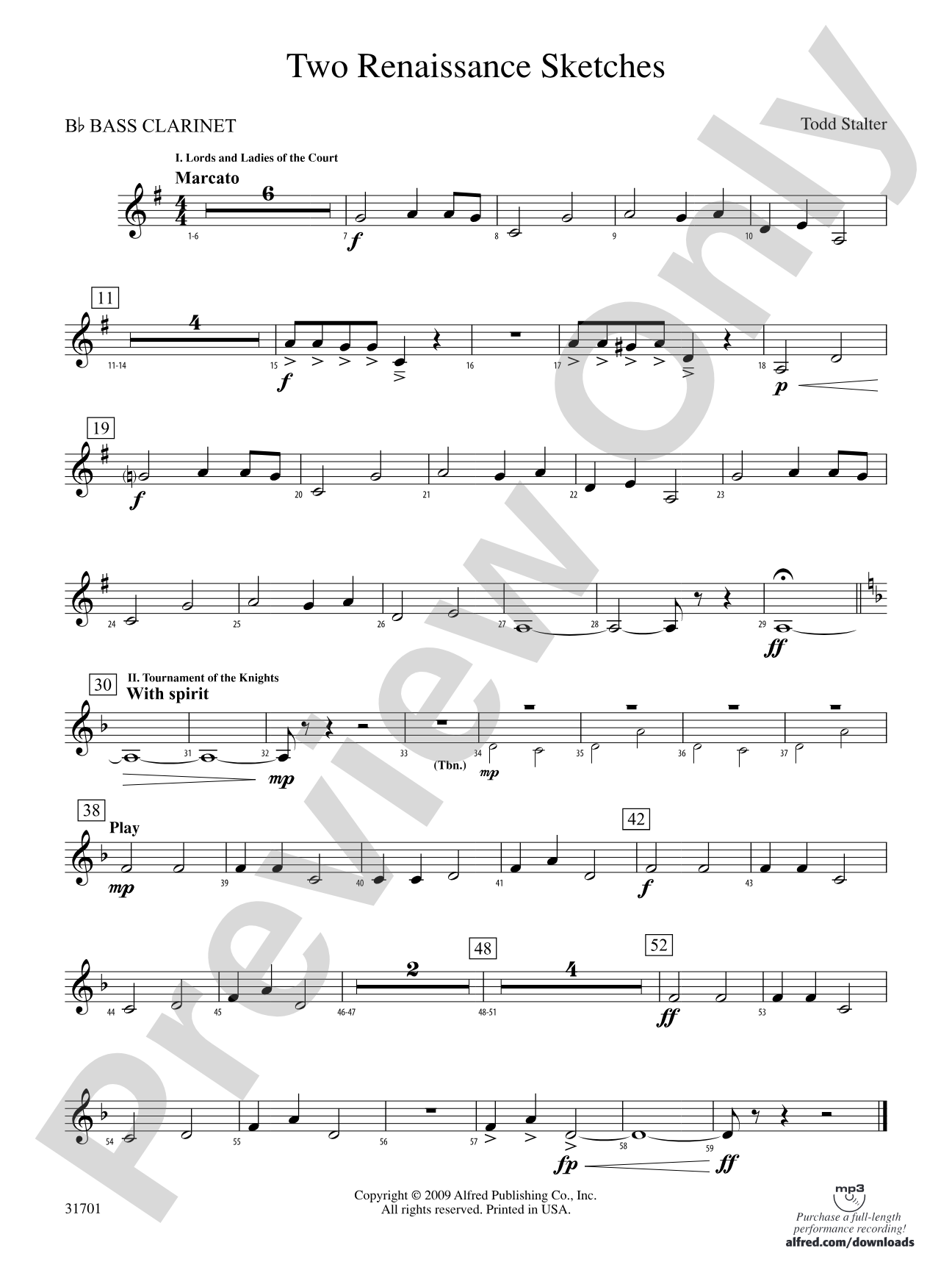 Two Renaissance Sketches: B-flat Bass Clarinet