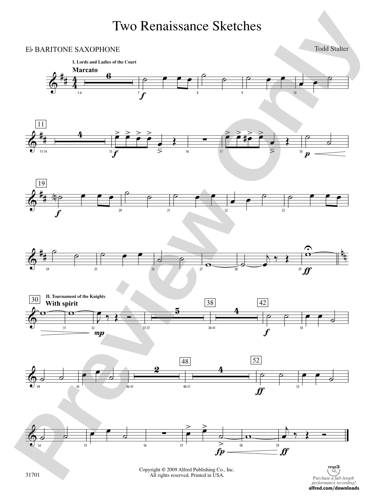 Two Renaissance Sketches: E-flat Baritone Saxophone