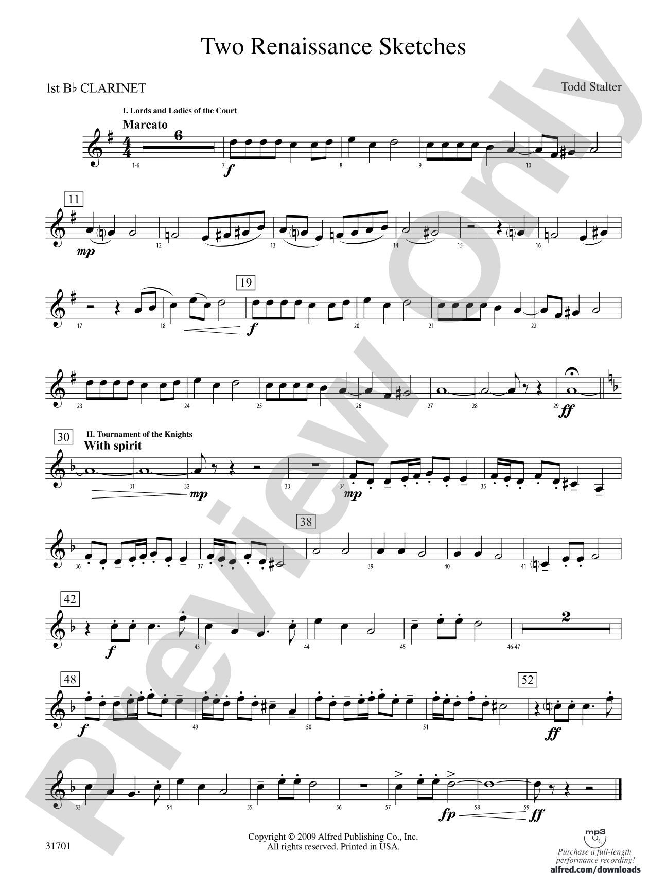 Two Renaissance Sketches: 1st B-flat Clarinet