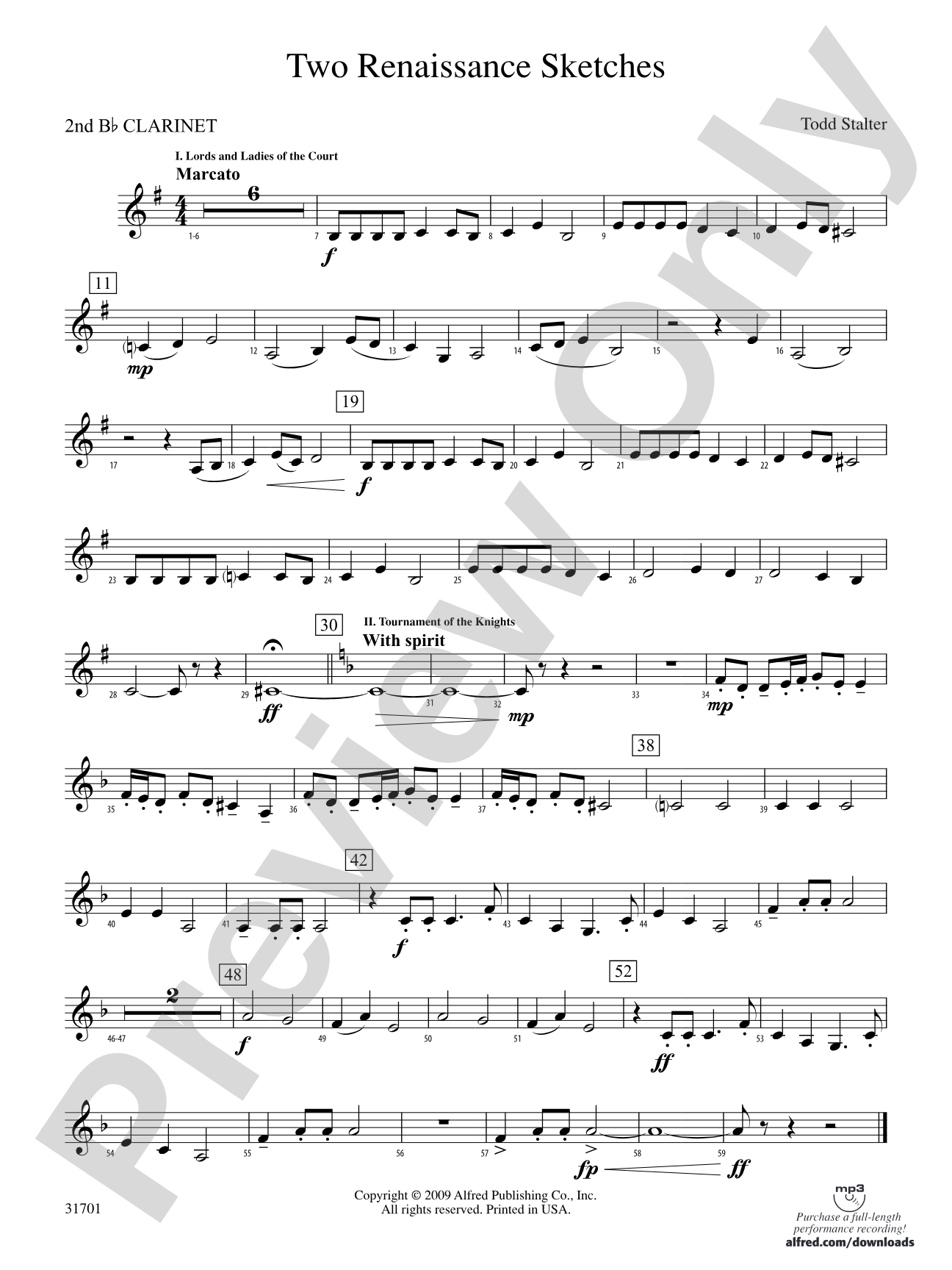 Two Renaissance Sketches: 2nd B-flat Clarinet