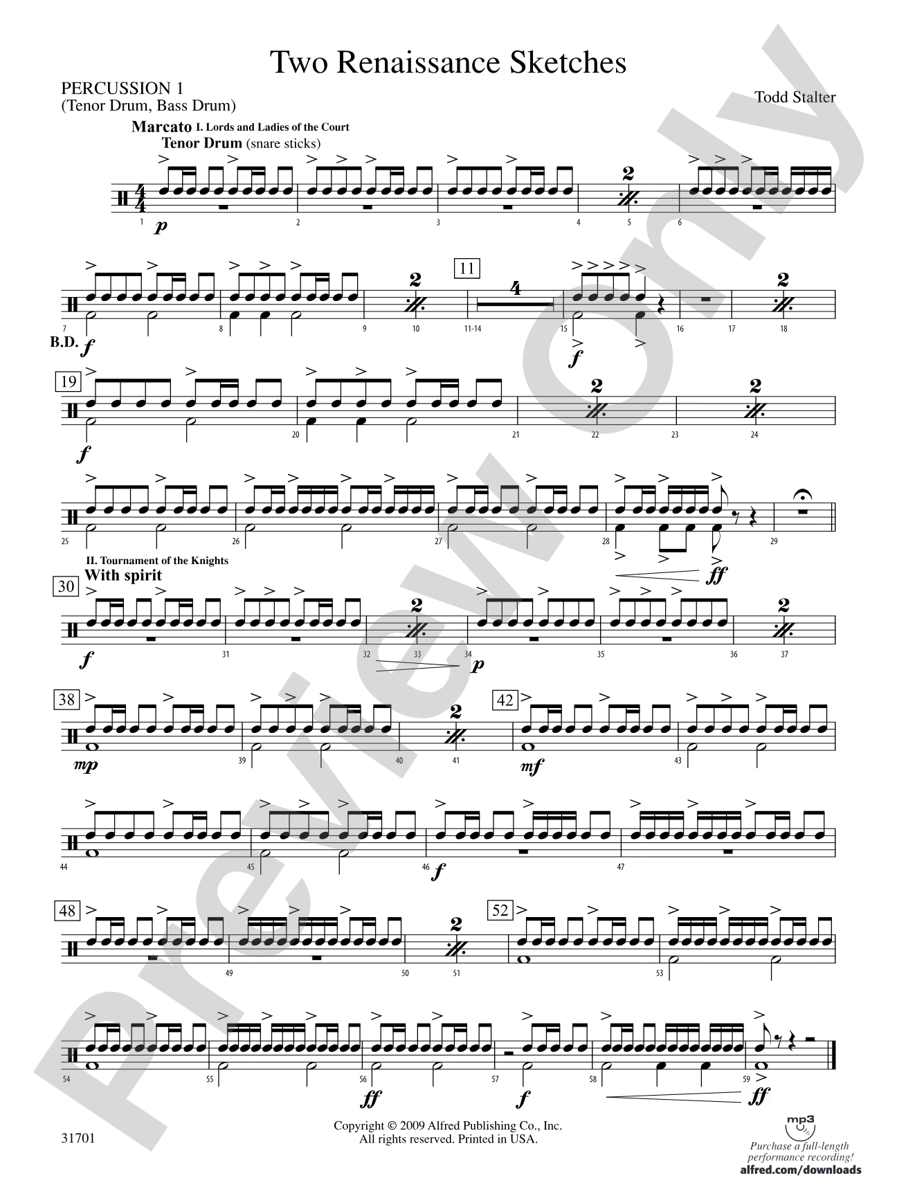 Two Renaissance Sketches: 1st Percussion