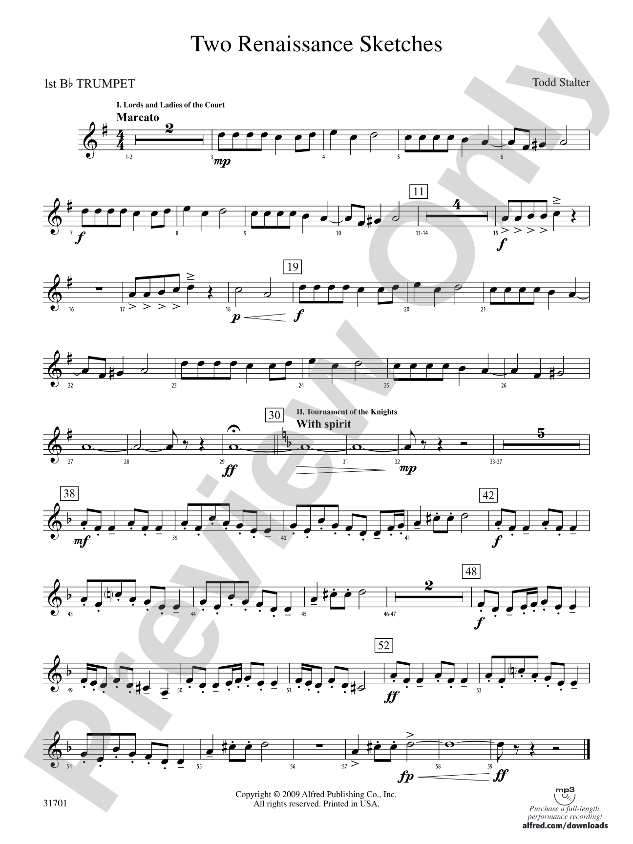 Two Renaissance Sketches: 1st B-flat Trumpet
