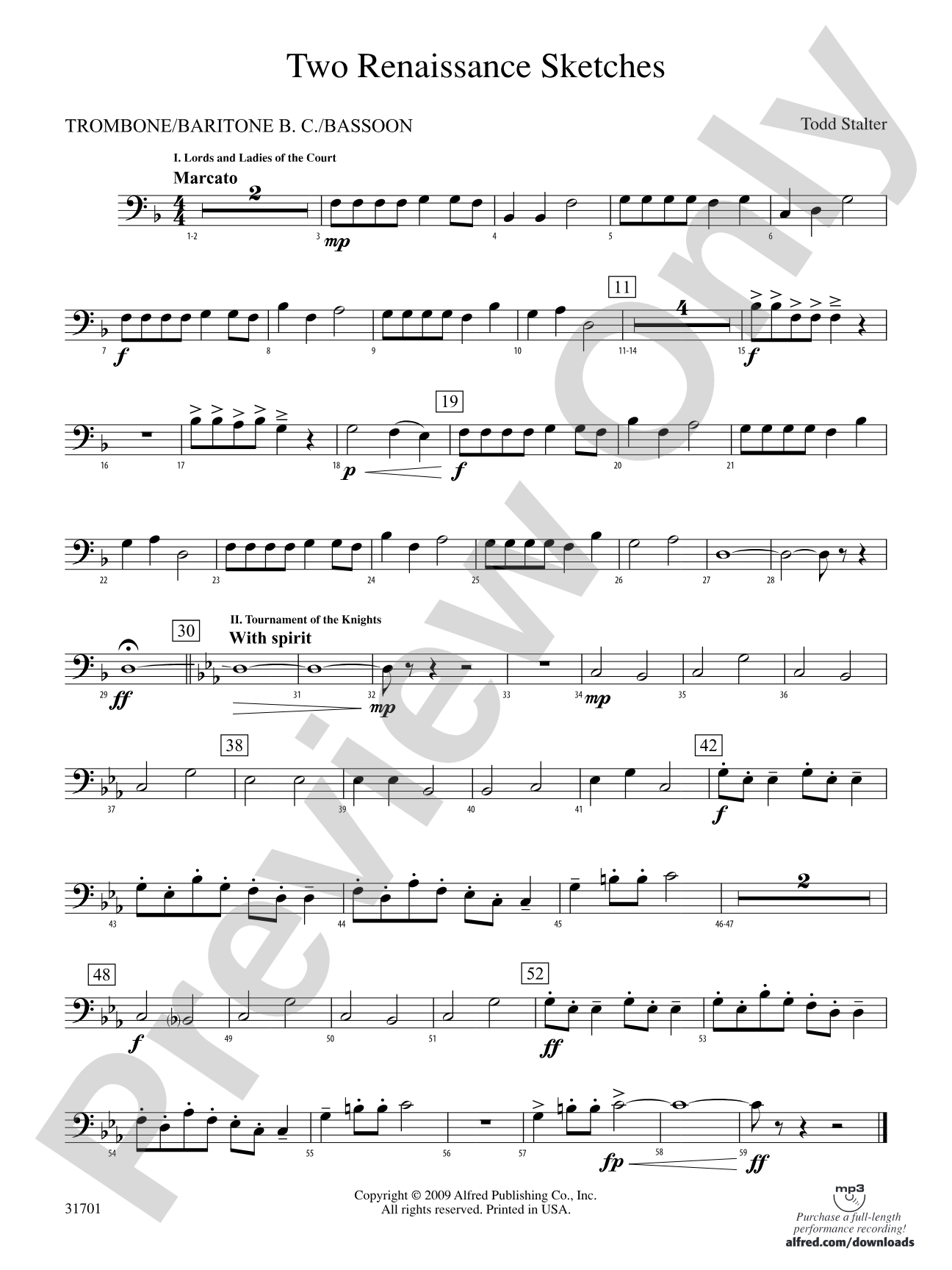 Two Renaissance Sketches: 1st Trombone