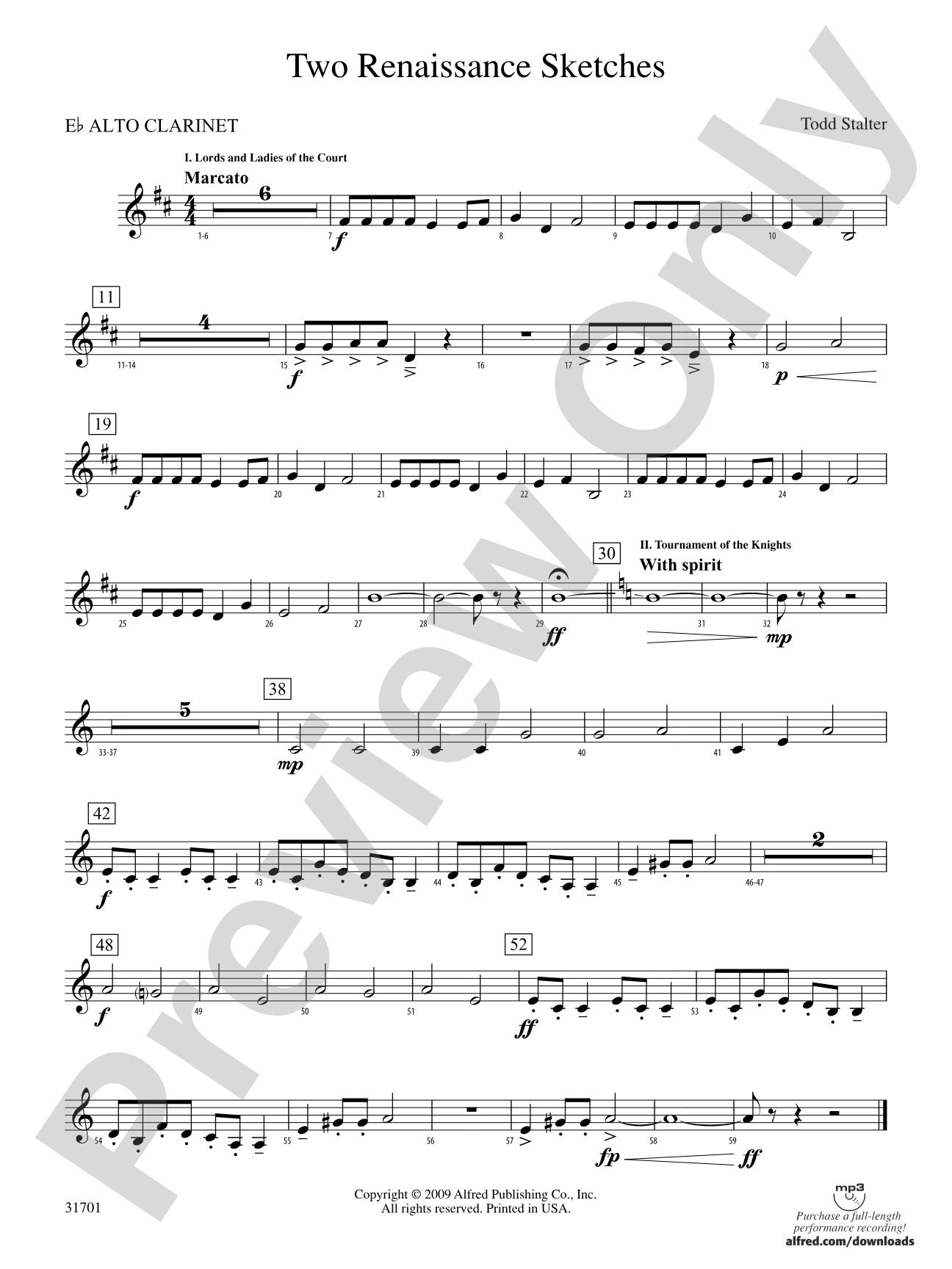 Two Renaissance Sketches: (wp) E-flat Alto Clarinet