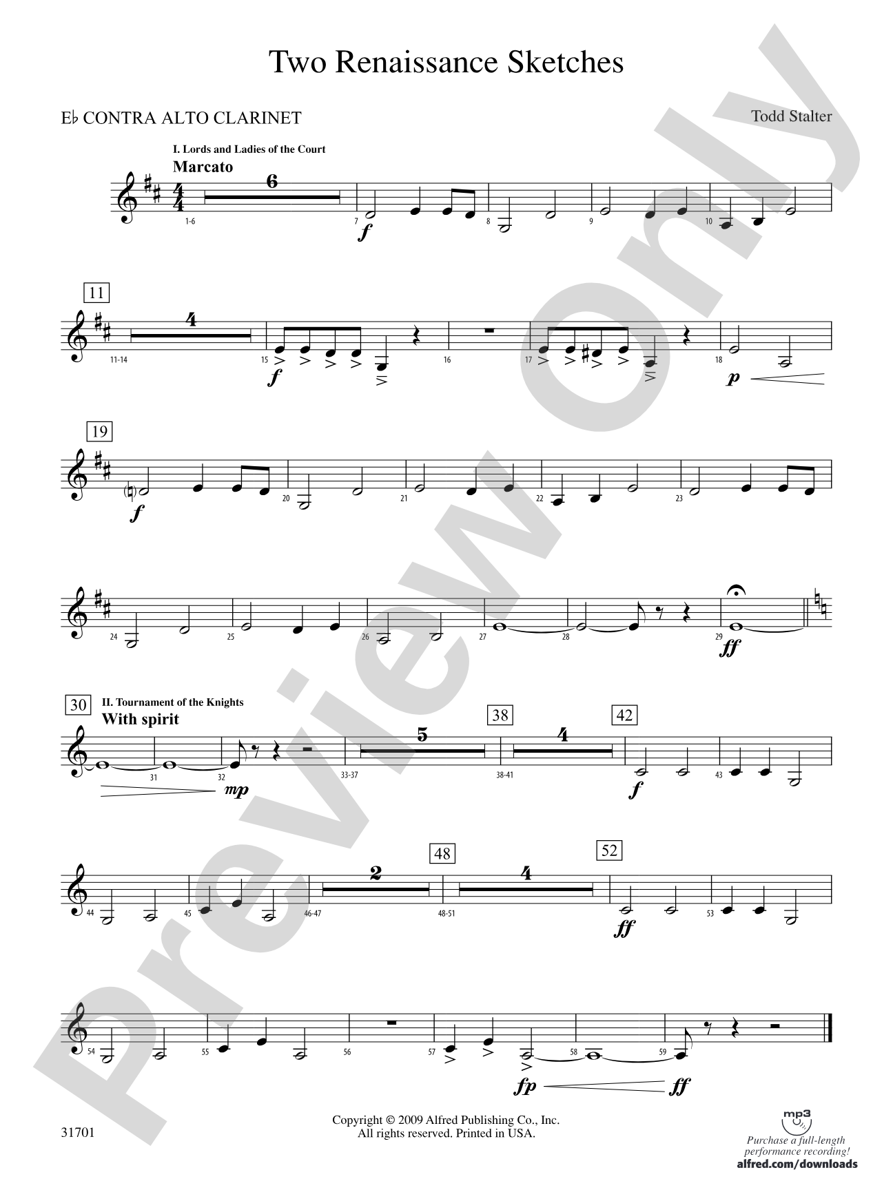 Two Renaissance Sketches: (wp) E-flat Contrabass Clarinet