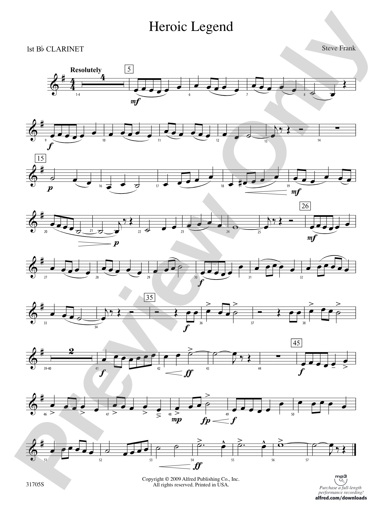 Heroic Legend: 1st B-flat Clarinet