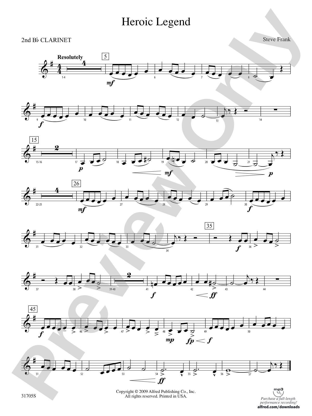 Heroic Legend: 2nd B-flat Clarinet