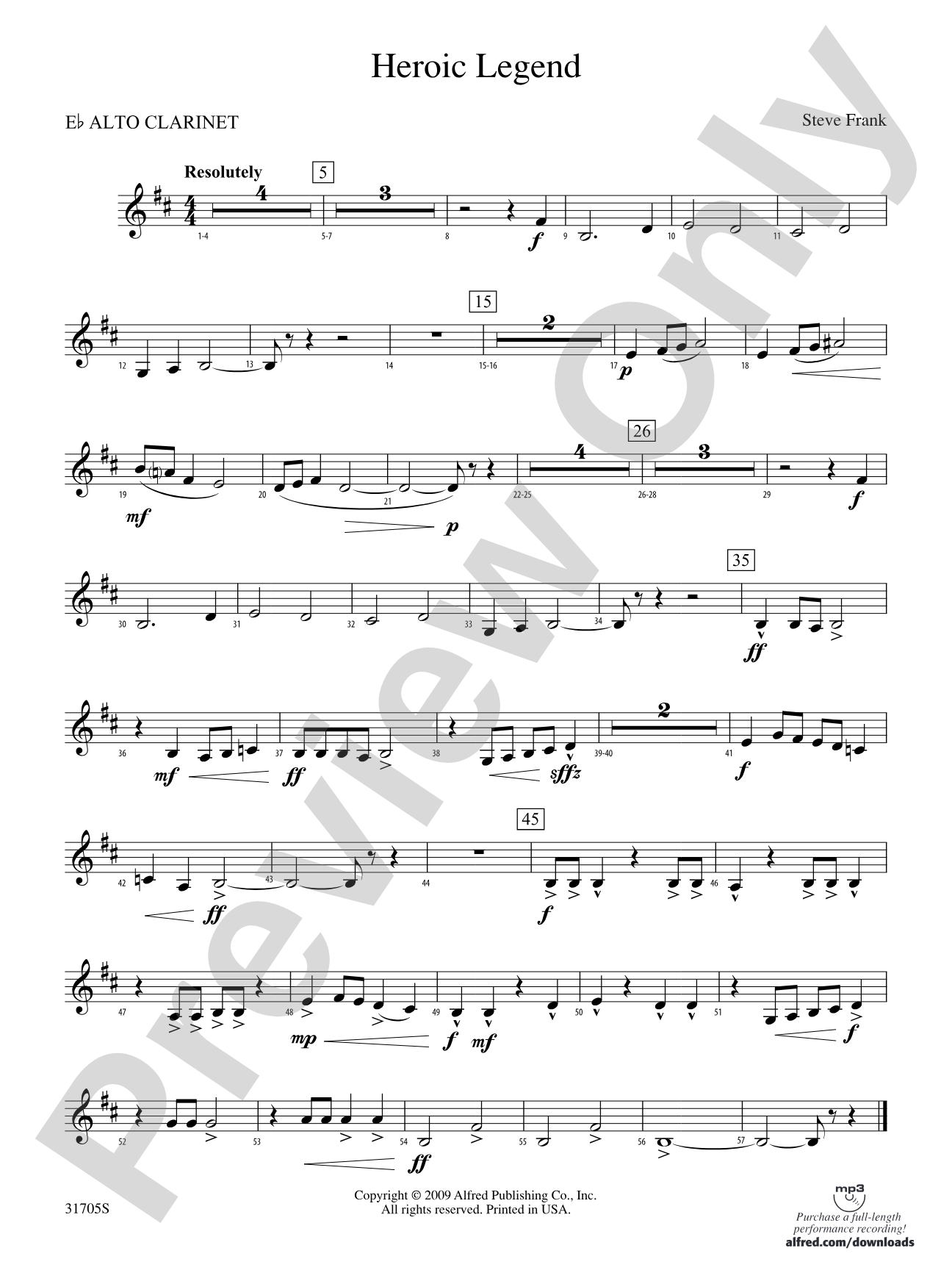 Heroic Legend: (wp) E-flat Alto Clarinet