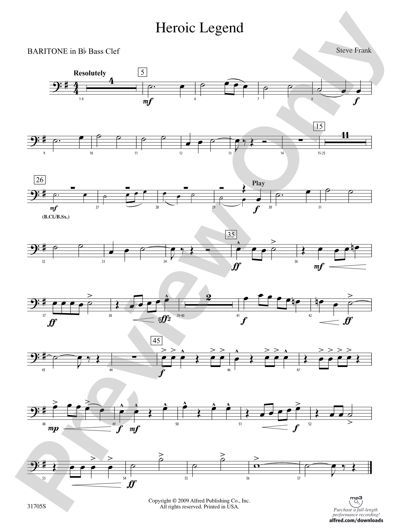 Heroic Legend: (wp) B-flat Baritone B.C.