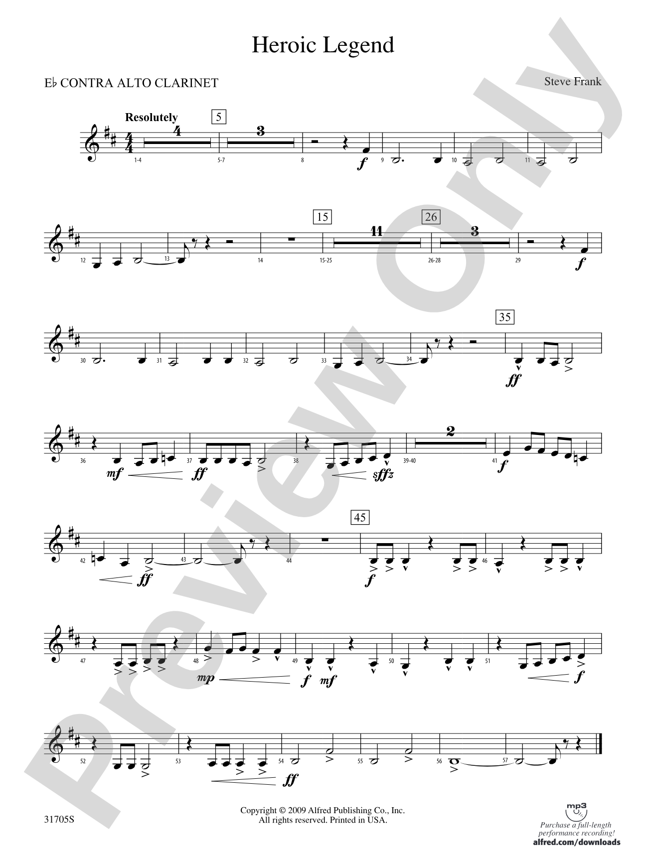 Heroic Legend: (wp) E-flat Contrabass Clarinet