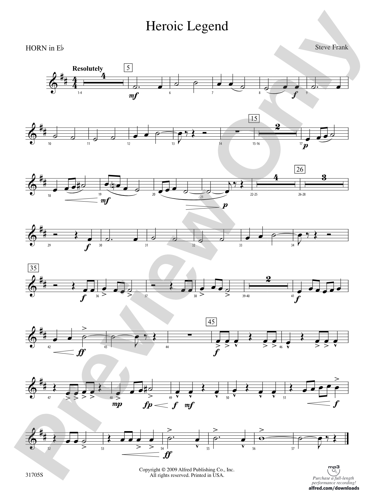 Heroic Legend: (wp) 1st Horn in E-flat