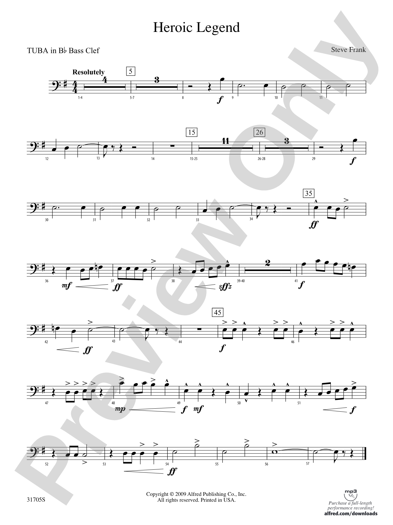Heroic Legend: (wp) B-flat Tuba B.C.