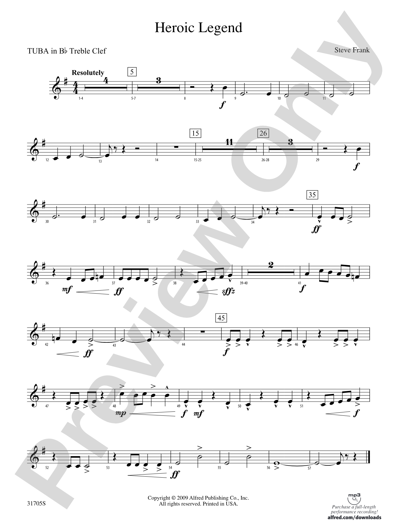 Heroic Legend: (wp) B-flat Tuba T.C.