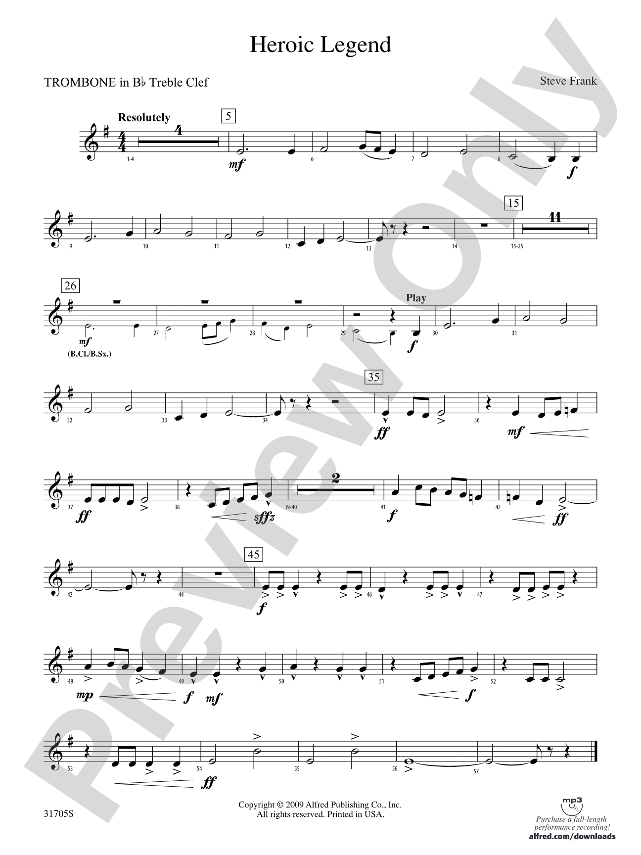 Heroic Legend: (wp) 1st B-flat Trombone T.C.